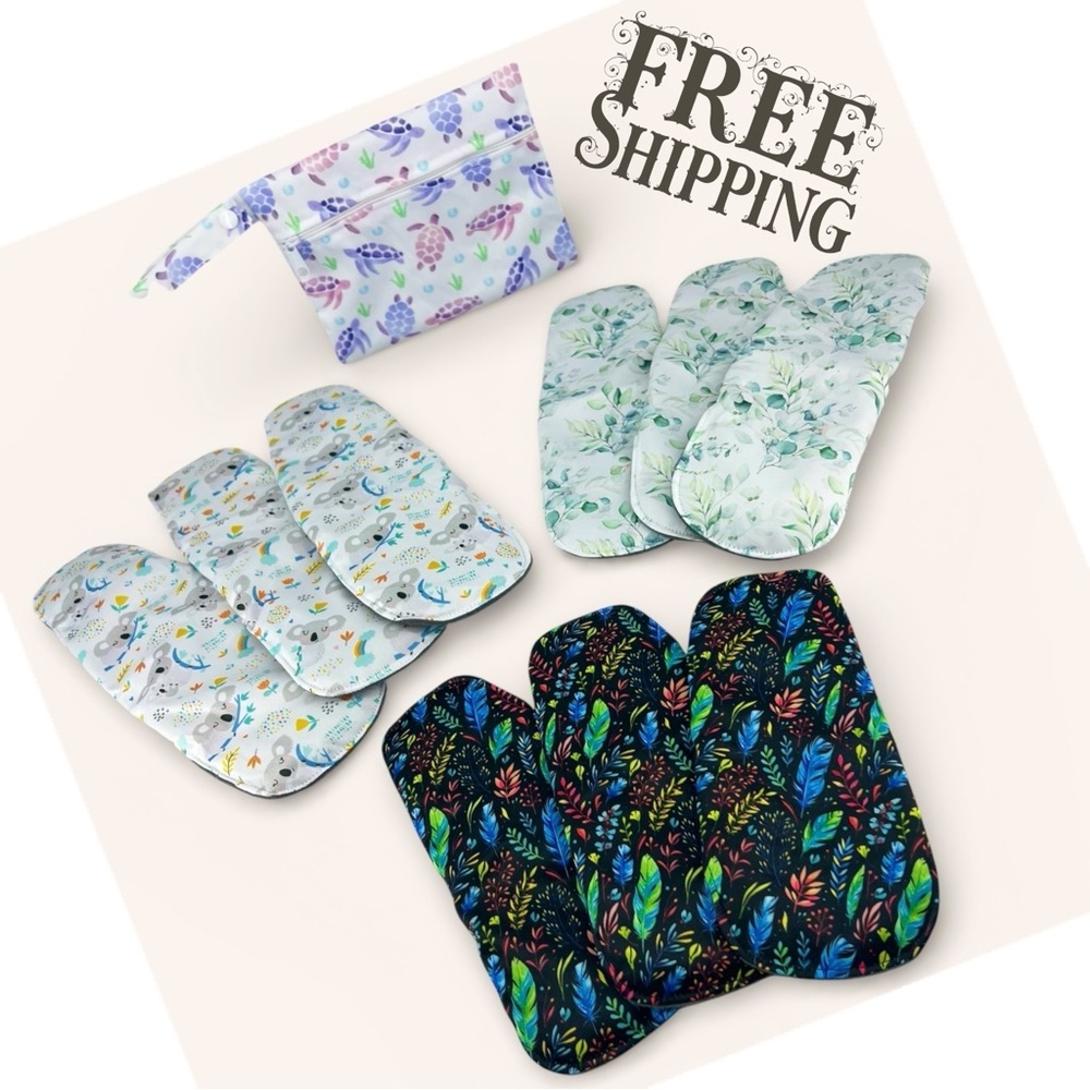 NEW 10PCS Set Reusable Washable Menstrual Pads (3)XL+(3)L+(3)M +BAG Incontinence